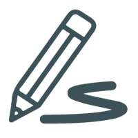 Icon Illustration dargestellt als Stift mit geschwungener Linie