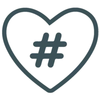 Icon Social Media dargestellt als Herz mit Hashtag