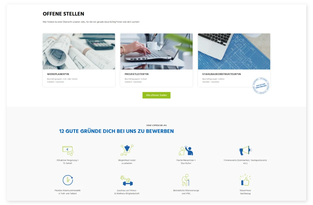 Portfolio Website Relaunch Haumann und Fuchs Traunstein Karriereseite Offene Stellen